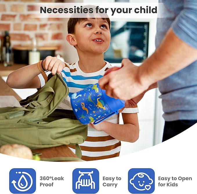 17oz Soup Thermo for Hot Food Kids,Insulated Food Jar with Spoon,Thermo Hot Food Lunch Container,Wide Mouth Leakproof Stainless Steel Lunch Box for School-Dinosaur-CubbioJoy