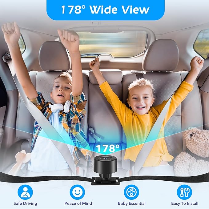 7" Baby Car Camera, FHD IR Night Vision Baby Car Mirror - IPS Display Rear Facing Monitor with 178° Wide Angle, Safe Driving for New Parents, Infants, Kids & Toddlers-CubbioJoy