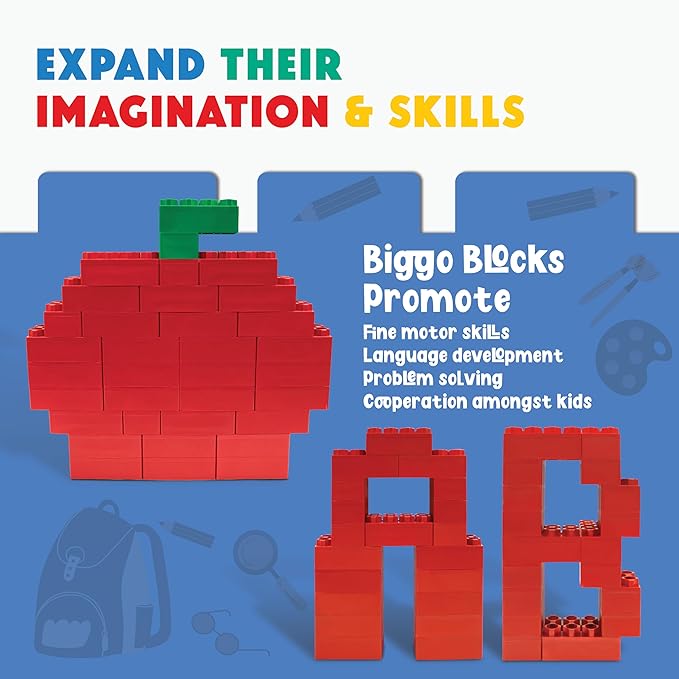 Big Blocks for Kids Ages 4-8 — Indoor & Outdoor Blocks Kids Games — Red Large Building Blocks - 48 pc-CubbioJoy