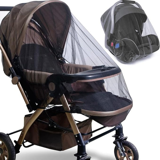 Baby Stroller Mosquito Net (2 Pack) - Durable Mesh Protection for Bassinets, Cradles, Playards, Pack N Plays & Portable Mini Cribs | Breathable Universal Fit Insect Barrier (Black)-CubbioJoy