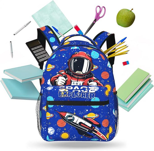 Astronaut Planet Space Backpack For Boys Girls Kids Navy Blue Rocket Spacecraft Book Bag Funny Galaxy Planet Universe Backpack For Kids Boys Girls For School Travel Hiking-CubbioJoy