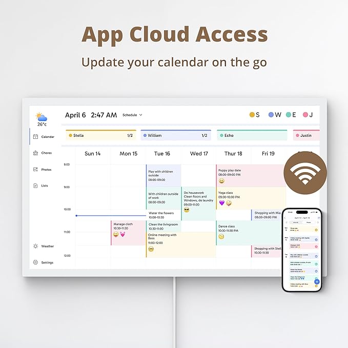 Dragon Touch 24 inch Digital Calendar Chore Chart – Interactive Touchscreen, Smart Family Planner, Hearth Display Desk Digital Calendar Seamless Scheduling-CubbioJoy