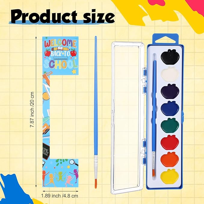 24 Pcs Apple Style Watercolor Painting Set for Kids 8 Washable Colors with Brush Watercolor Painting Set Gift Party Supplies Back to School Party Gift Exchange-CubbioJoy