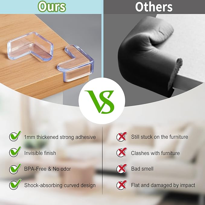 24 Pack Corner Protector for Baby: Baby Proofing Safety Corner Clear Furniture Tablet Corner Protection| Protectors Guards, Baby Proof Bumper & Cushion to Cover Sharp Furniture & Table Edges(L Shape)-CubbioJoy