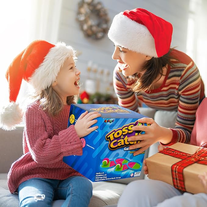 Ayeboovi Toss and Catch Ball Set Outdoor Yard Beach Pool Toys Games for Kids Family Sports 8 Paddles 4 Balls for Toddlers Boys Girls Ages 3-12 Boys Girls Birthday Gift-CubbioJoy