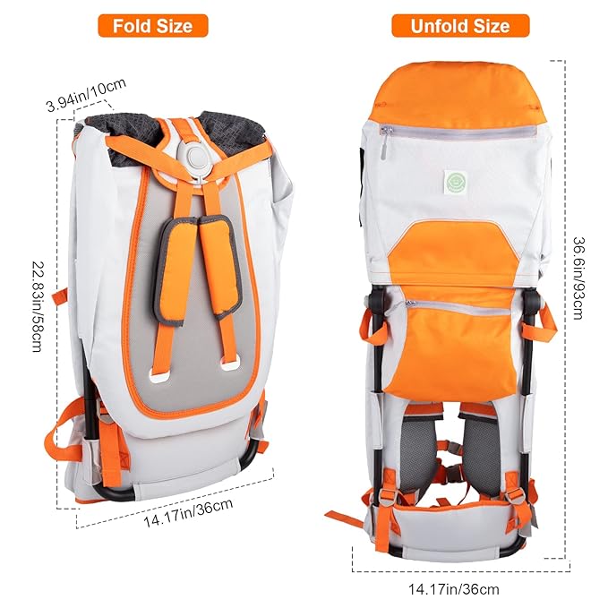 Baby Shoulder Carrier Baby Hiking Backpack Carrier with Rain Cover Sun Shade for Child Safe Backrest and Toddler Ergonomic Seat Holds 40 Pound for Children Between 6 Months-3 Years Old Babies-CubbioJoy