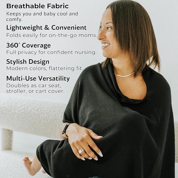Breathable Nursing Cover Poncho – Stylish Multi-Use Breastfeeding Scarf, Car Seat Cover & Baby Blanket for Modern Moms-CubbioJoy