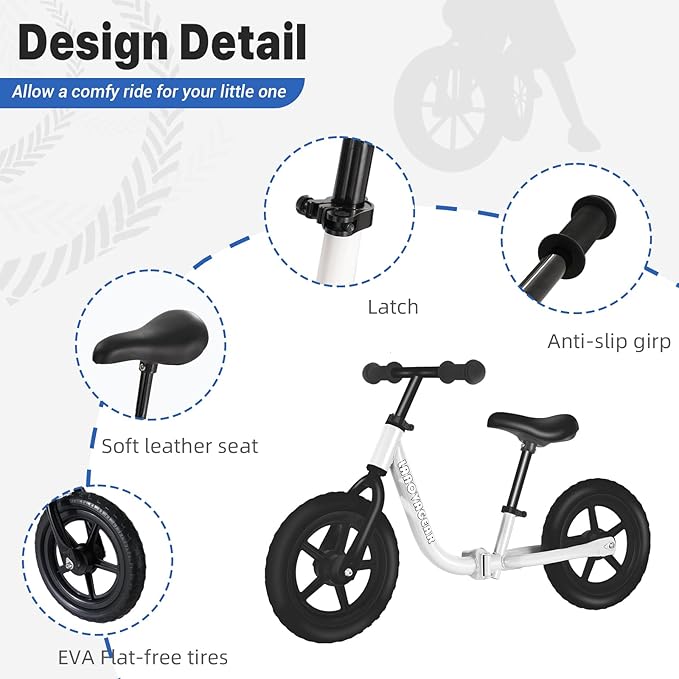 Balance Bike for Toddlers Ages 1.5–5 – No-Pedal Training Bike with Adjustable Seat & Handlebar, Lightweight Frame, Easy Assembly for Boys & Girls-CubbioJoy