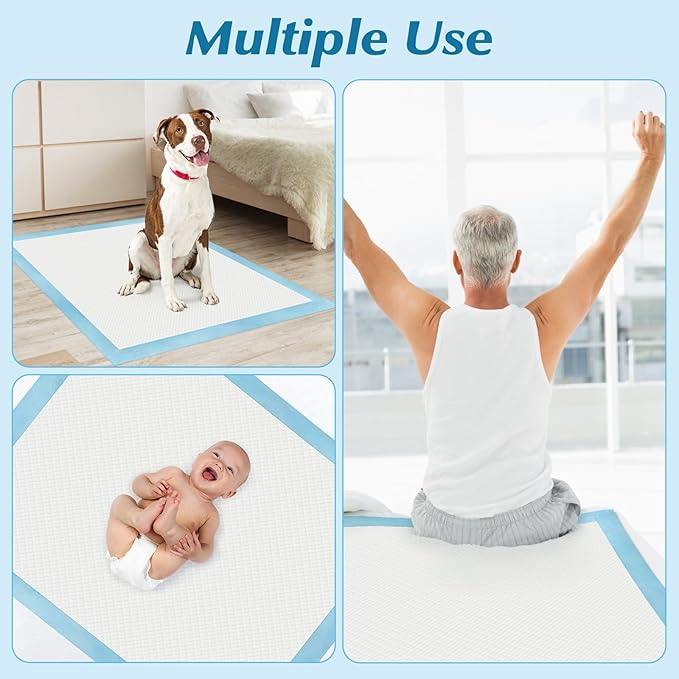 50 Count 30” x 36” Super Absorbency Disposable Underpads, Leakproof Quick Drying, Baby Puppy & Adults Bed Pads Disposable Adults, Dog Pee Pads Extra Large, XXL Incontinence Pads-CubbioJoy
