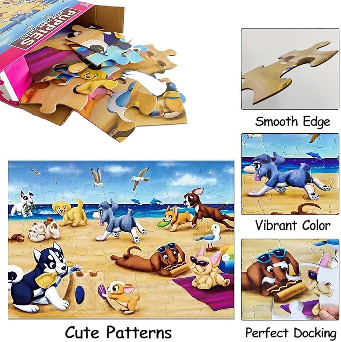 Jumbo Floor Puzzle for Kids, Large Jigsaw Puzzles 35 Piece for Kids Ages 3-5,Preschool Learning & Education Toys, Gifts for 4-8 Year Old Boys and Girls (Dog Animals)-CubbioJoy