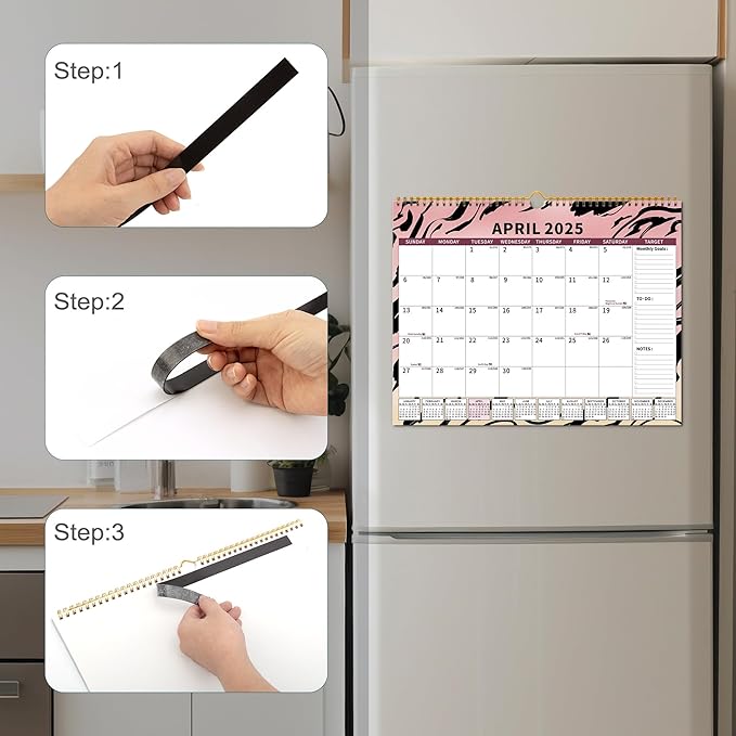 2025 Calendar, Wall Calendar 2025-2026 Planner Hanging Spiral Bound Magnetic Fridge Calendars 15" x 12", Use Jan 2025 - Jun 2026-CubbioJoy