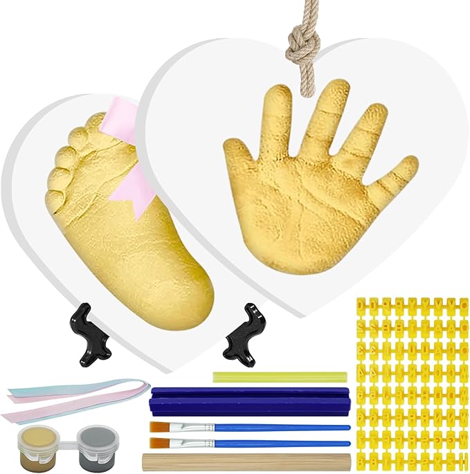 Baby Hand & Footprint Keepsake Kit - Personalized Handprint Footprint Ornament for Newborn Babies, New Mom Gifts, Baby Shower & Registry, Nursery Picture Frame, Pet Paw Print Ornament-CubbioJoy