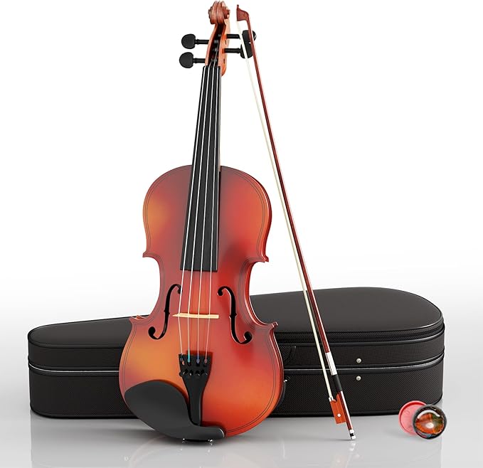 4/4 Beginner Violin Kit for Adults, Complete Full Size Violin Set with Portable Case, Bow, Rosin, Natural-CubbioJoy