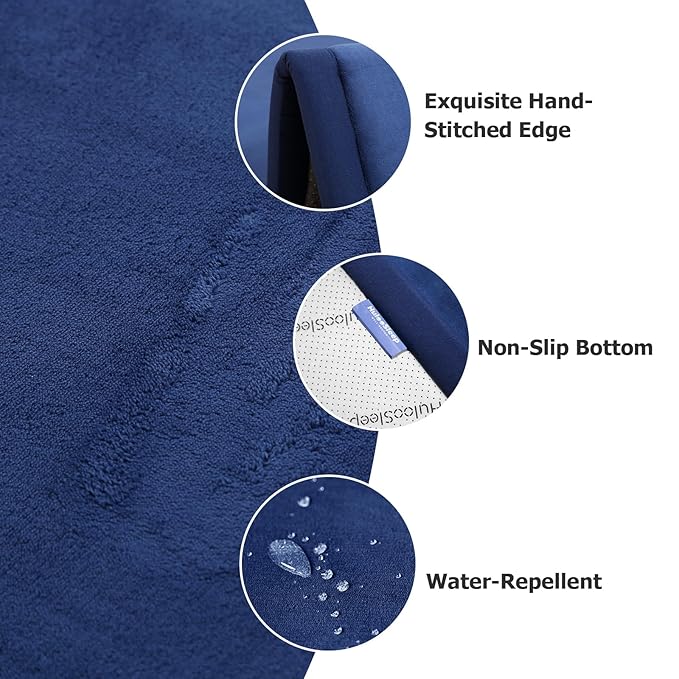 Baby Play Mat for Floor,1.3" Thick Elasti-Foam 74×50 Playpen Mat for Toddlers Infant kids,Water-Repellent Soft Coral Velvet for Tummy Time, Non-Slip Backing for Crawling,Tatami Style(Dark Blue)-CubbioJoy