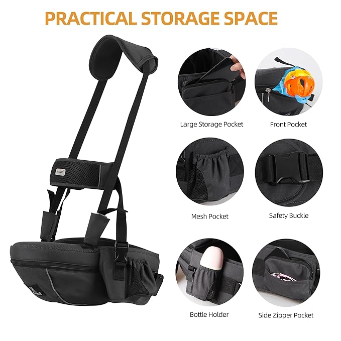 Baby Hip Seat Carrier, Ergonomic Waist Stool for Child Infant with Adjustable Strap Pocket Soft Base, Baby Hip Carrier for Newborns & Toddlers-CubbioJoy
