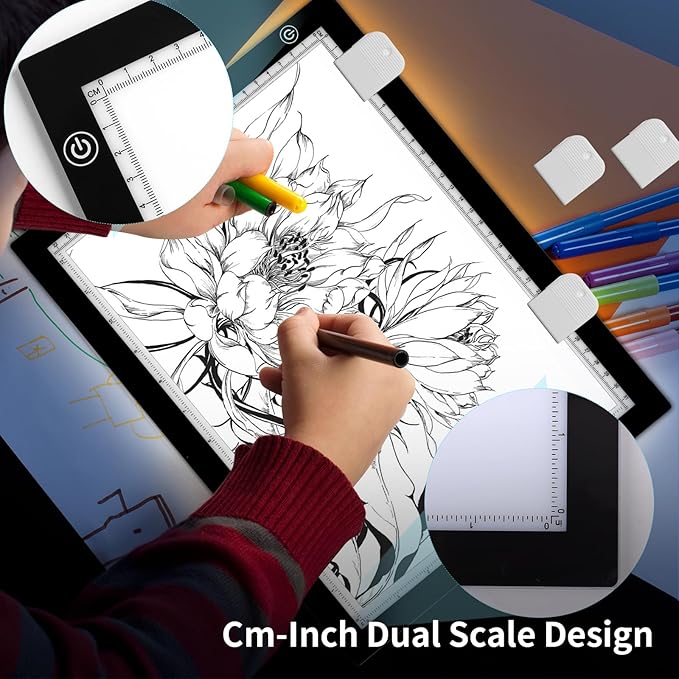 A3 LED Light Box for Tracing, elice Artist Drawing Lightbox Light Table Light Pad Light Copy Board, Up to 8000 Lux Super Bright Lightpad for Cricut Weeding Vinyl, Diamond Painting, Sketching (Black)-CubbioJoy