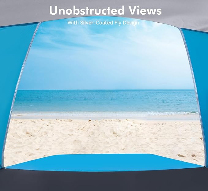 Beach Tent, Portable Sun Shelter for 2/3/4/6-8 Person with UPF 50+ UV Protection, Easy Setup Waterproof Beach Shade Canopy Cabana for Family Outdoor and Picnics, Fishing with Carrying Bag-CubbioJoy