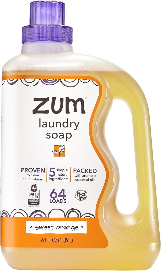 Indigo Wild Zum Clean Laundry Soap - Plant-Based Liquid Laundry Soap - Contains Baking Soda, Essential Oils & Saponified Coconut Oil - Sweet Orange Scent - 64 fl oz-CubbioJoy