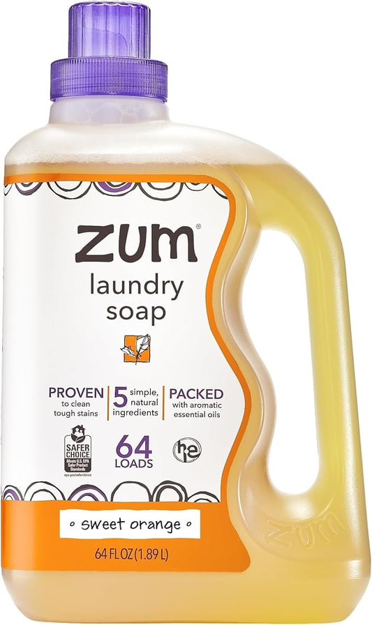Indigo Wild Zum Clean Laundry Soap - Plant-Based Liquid Laundry Soap - Contains Baking Soda, Essential Oils & Saponified Coconut Oil - Sweet Orange Scent - 64 fl oz-CubbioJoy