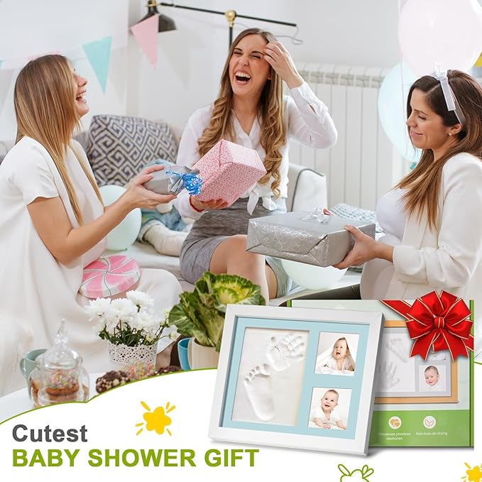 Baby Keepsake Frame,Personalized Newborn gifts,Newborn footprint kit,Baby hand and footprint kit,new mother gifts(grey)-CubbioJoy