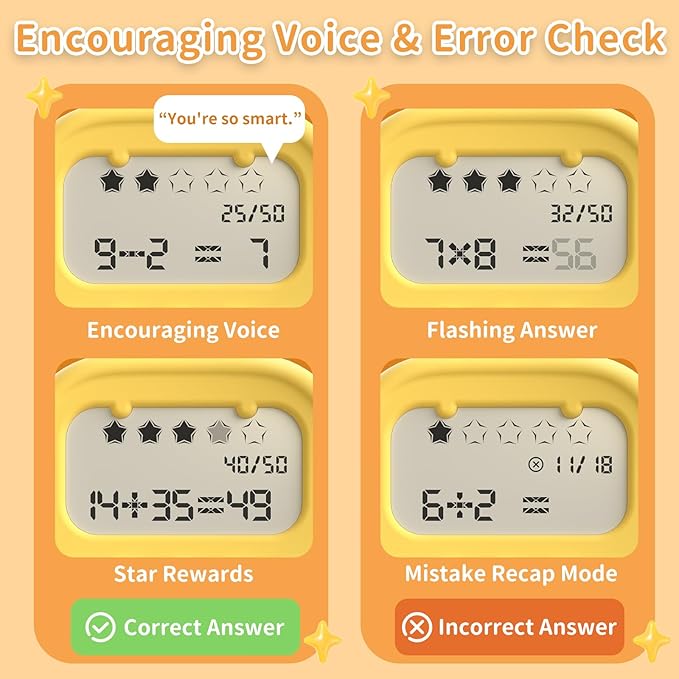 alilo Math Games for Kids Ages 5-12, Portable Math Toys for Practicing Addition, Subtraction, Multiplication and Division, Fun Educational Toy with 5 Modes, 19 Math Games, and 50K Math Questions-CubbioJoy