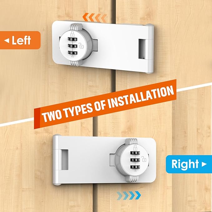 Keyless Cabinet Lock with Combination, Locker Code Lock with 3-Digit Combination, Security Door Lock for Drawers, Lockers, Bifold Doors, Small Doors, Closets, Refrigerators (White-2pcs)-CubbioJoy