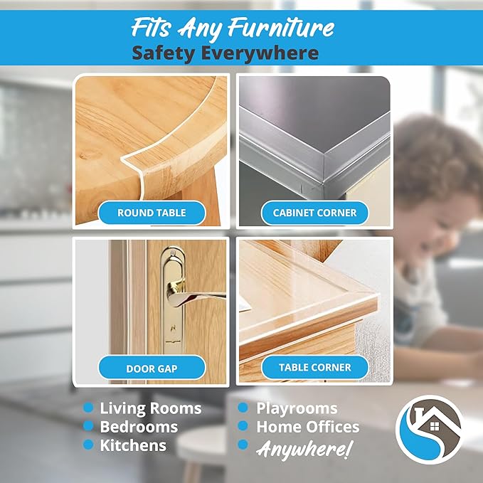 15ft Transparent Soft Edge Guard & Self-Stick Corner Protectors for Child Proofing Furniture, Glass Tables and Desk Edges - Clear Protection Solution for Baby Safety-CubbioJoy
