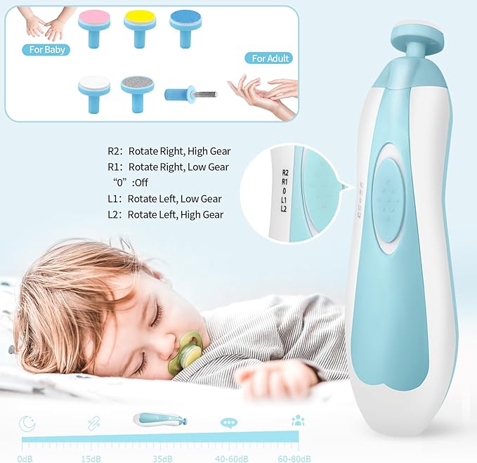 JIFTOK Baby Healthcare and Grooming Kit, 30 in 1 Baby Electric Nail Trimmer Set, Newborn Nursery Care Kit, Baby Essentials Set with Hair Brush Comb, Nail Clippers for Infant Toddlers Boys Girls (Blue)-CubbioJoy