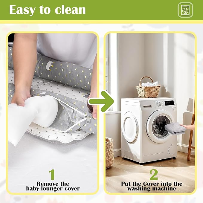 Baby Lounger for Newborn Portable Bag,Baby Lounger Play Mat Awake-Time,Newborn Babies Essentials Gifts 0-24 Months Home Travel(Crocodile Jungle)-CubbioJoy