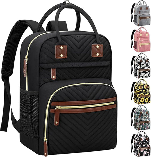 Diaper Bag Backpack for Women Large Capacity with Insulated Pockets Multifunctional Diaper Bags For Baby Girl Boy Waterproof Baby Bags For Mama Maternity Travel Bag Black-CubbioJoy