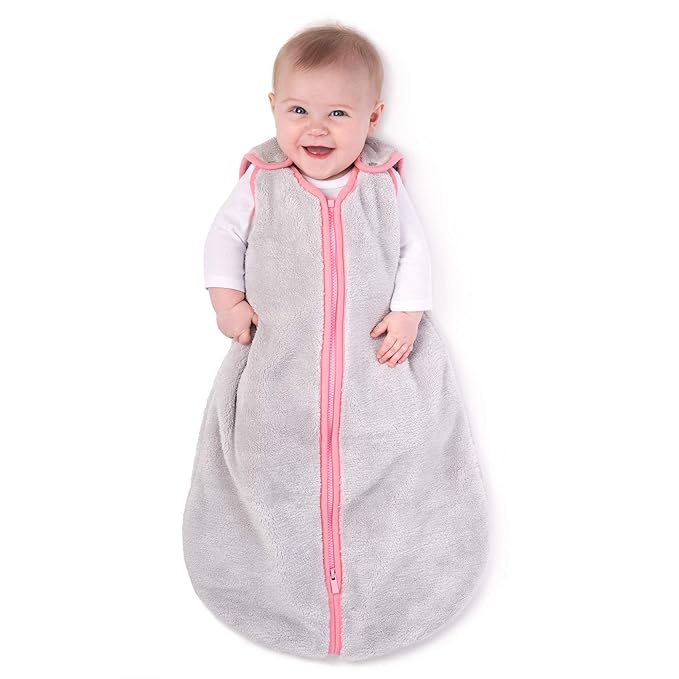 baby deedee Sleep Nest Teddy Baby Sleeping Bag, Gray Bubble Gum, Small (0-6 Month) (168)-CubbioJoy