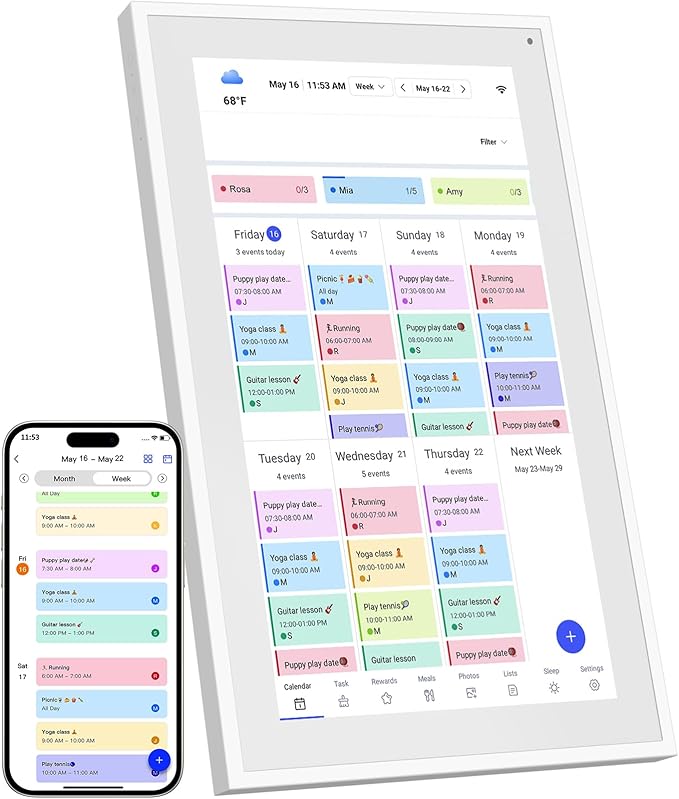 Digital Calendar, 21.5 Inch Wall Planner Digital Calendar & Chore Chart, IPS HD Touchscreen Interactive Display for Family Schedules, Streamline Household Organization, Wall Mount Included-CubbioJoy