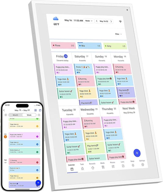 Digital Calendar, 21.5 Inch Wall Planner Digital Calendar & Chore Chart, IPS HD Touchscreen Interactive Display for Family Schedules, Streamline Household Organization, Wall Mount Included-CubbioJoy