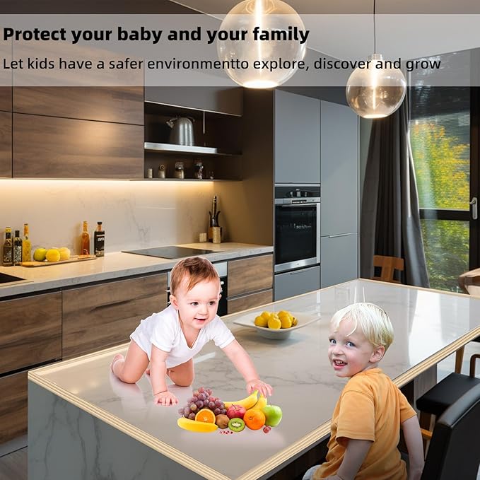 Corner Protector for Baby, Widen Edge Protector with Adhesive Backing, Baby Proofing Edge Corner Protectors Self Adhesive Furniture Corner Guard Bumper for Table, Desk, Fireplace (White, 16.4ft)-CubbioJoy