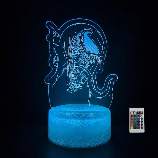 3D Night Light, Alien Monster Illusion Table Lamp with 16 Colors Remote Control Touch Lamp LED USB Night Light Desk Lamps Room Decorations Home Decor Holiday Birthday Light-CubbioJoy