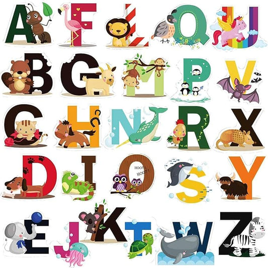 DEKOSH Animal Alphabet Kids Wall Decals - Peel & Stick Educational Baby Stickers for Playroom, Classroom Decoration-CubbioJoy