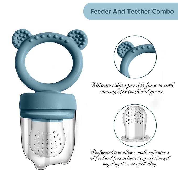 Baby Food Feeder Pacifier with Breast Milk Popsicle Teether-Silicone Forage Feeder for Babies-Breastmilk Storage Container and Freezer Tray-Teething Popsicle Molds for Soothing Relief-CubbioJoy