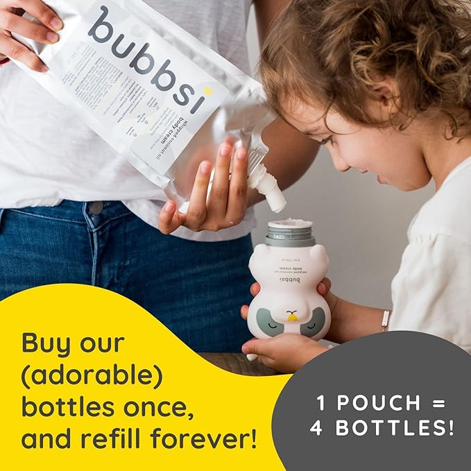 Bubbsi Whipped Coconut Oil Baby Lotion for Eczema, Dry Skin, Baby Acne, KP | Organic Coconut Oil, Shea Butter, Vitamin E | Light, Natural Scent | EU Compliant, Vegan (Refill Pouch, 32oz)-CubbioJoy