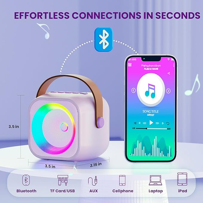 Karaoke Machine for Kids Toys for 4-12+ Year Old, Mini Portable Bluetooth Speaker with 2 Wireless Microphones, Birthday Party for Girls Boys-CubbioJoy
