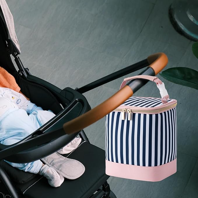 Breastmilk Cooler Bag with Ice Pack Fits 4 Baby Bottles Up to 9 Ounce, Baby Bottle Cooler Bag Suitable for Nursing Mom Daycare, Straps-CubbioJoy