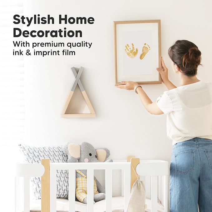 4-Pack Inkless Baby Hand and Footprint Kit - Mess Free Ink Pad for Newborn Keepsake, Dog Nose & Paw Print Kit, Clean Touch Ink Pad for Baby Hand & Footprints, Ideal New Mom Gifts (Gold/Silver, L)-CubbioJoy