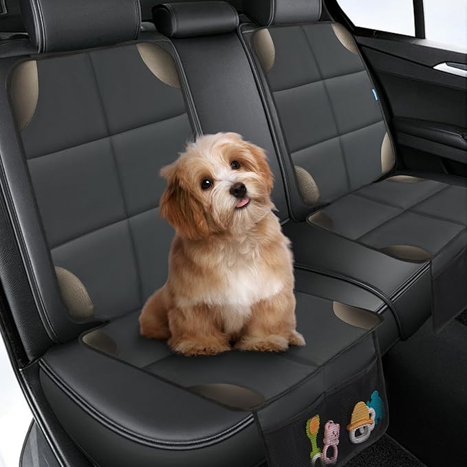 Car Seat Protector for Child Carseat, 1 Pack Protect Car Seats Cover for Baby with Thickest Padding and Non-Slip Padded Backing Mesh Pockets Kids Pets Car Back Seat Protectors(Darkgrey)-CubbioJoy