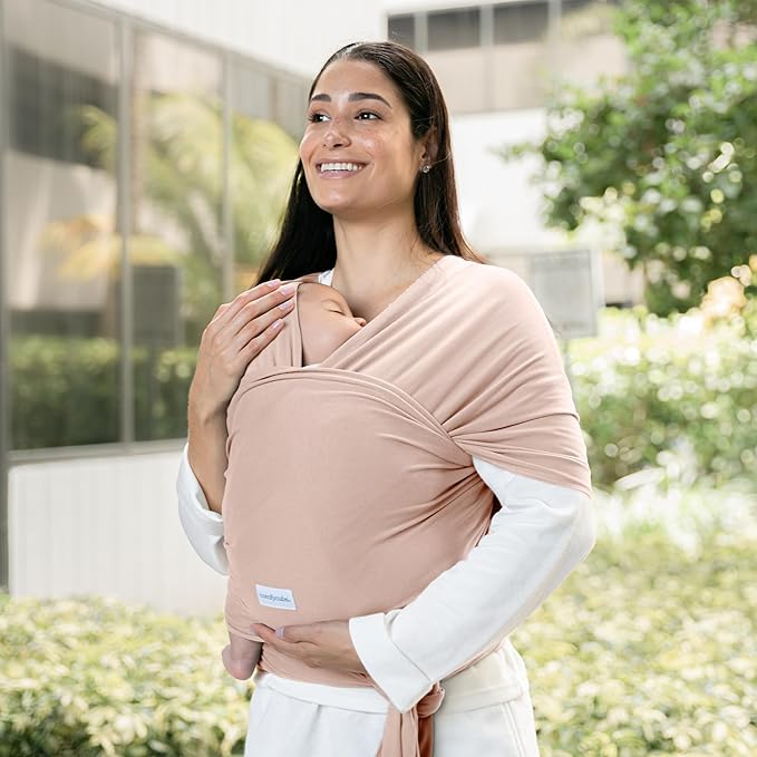 Comfy Cubs Baby Wrap Carrier - Soft & Secure Fit Cotton Blend Baby Carrier Newborn to Toddler - Hands-Free & Lightweight Infant Wrap - Adjustable, One Size Fits All Toddler Sling - Blush-CubbioJoy