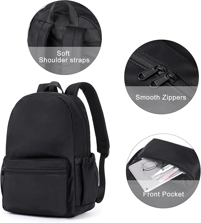 CLUCI Black Backpack for Women Men, Waterproof High School Bookbag, Lightweight Casual Travel Daypack, Classic Basic College Backpack, Middle School Bag for Teen Girls Boys Laptop Backpack-CubbioJoy