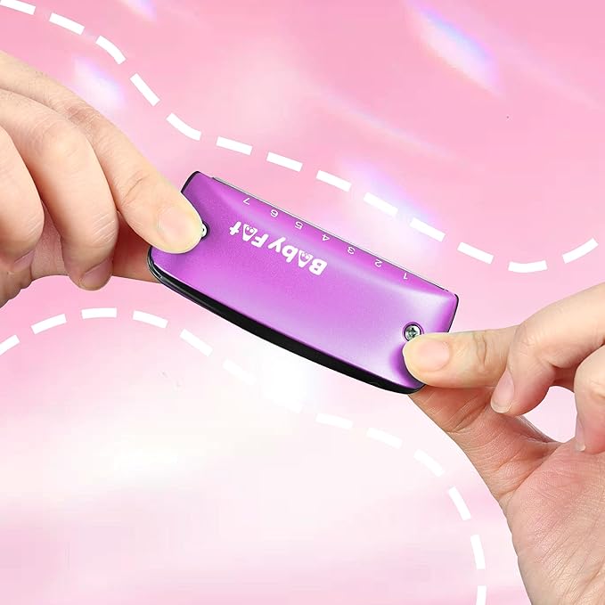 BabyFat 7 Hole Blues Mini Harmonica Set,Diatonic Harmonica with free lanyards,Gifts for Professional Players and Beginners,Easy-playing Musical Instrument(Key of D）-CubbioJoy