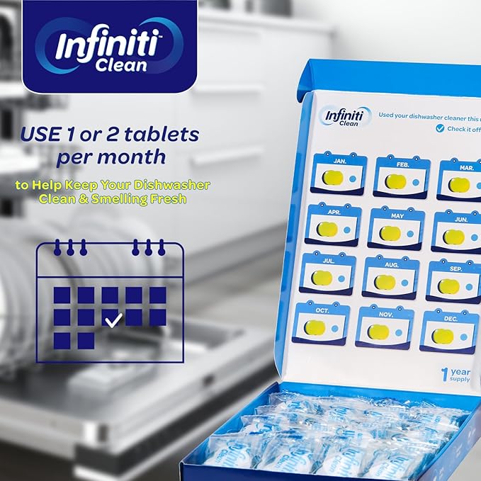 Dishwasher Cleaner and Deodorizer Tablets - Deep Clean Dishwasher Cleaner Tablets, Septic Safe, Natural Limescale Remover - Compatible with All Models (24 Pack)-CubbioJoy