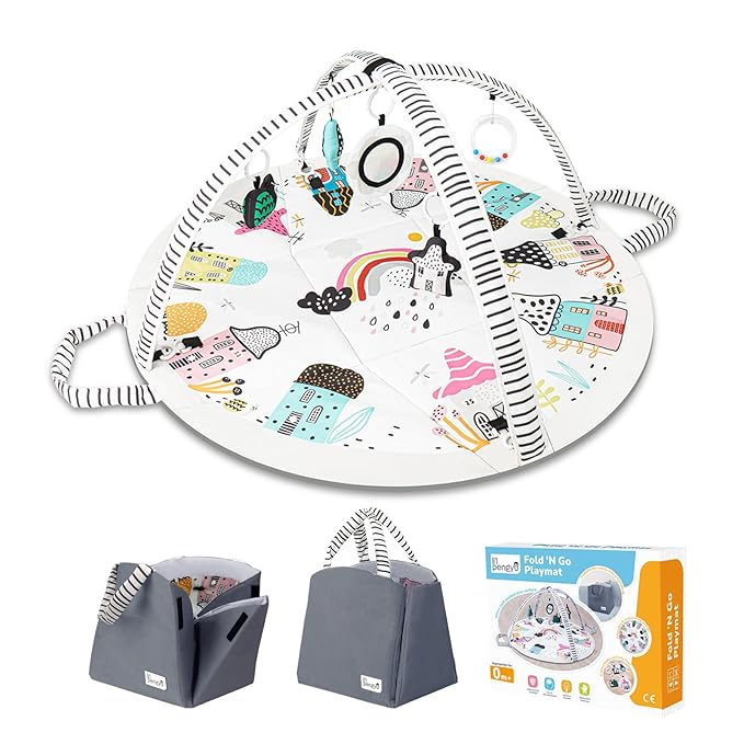 Baby Play Mat Tummy Time Mat with Exclusive Foldable Design, Stage-Based Skill Development Activity Gym, Machine Washable Baby Play Mats for Floor with Gift Package (Zebra)-CubbioJoy