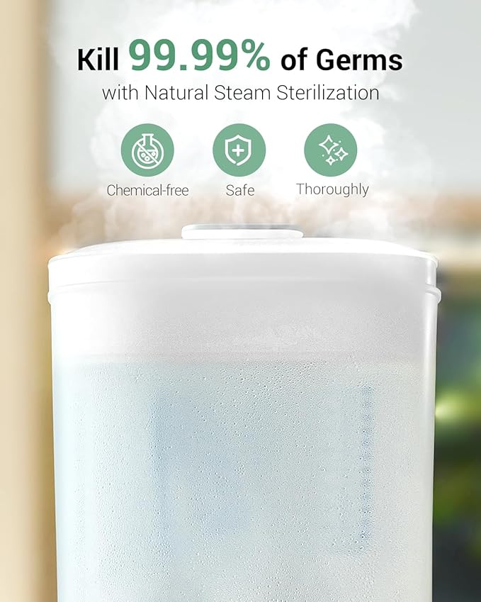 Baby Bottle Sterilizer | Esterilizador de Biberones, 6-in-1 HAUTURE Bottle Sterilizer and Dryer, Electric Steam Bottle Sanitizer for Baby Stuffs, Baby Bottles & Breast Pump Accessories-CubbioJoy