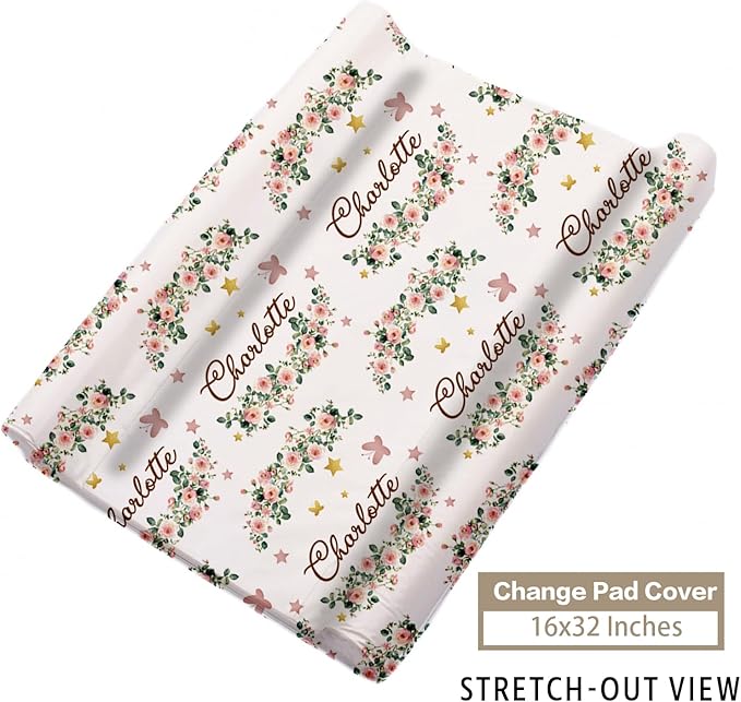 Custom Name Crib Bedding Set - Leopard Theme, Personalized Yellow Flower Nursery Bedding 3-Piece Set– Soft Blanket, Fitted Sheet, Changing Pad Cover – for Newborns Girls Nursery Gifts-CubbioJoy