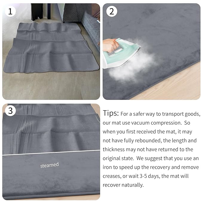 Baby Play Mat for Floor,1.3" Thick Elasti-Foam 50"×50" Playpen Mat for Tummy Time,Water Repellent Soft Coral Velvet for Toddler,Infant,Kids,Non-Slip Backing Safe for Crawling(Dark Grey)-CubbioJoy